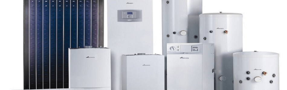 This is an image of various Worcester Bosch solar products, including; boilers, cylinders and panels